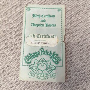 Cabbage Patch "Richie Cyrus" Certificate (doll not included)